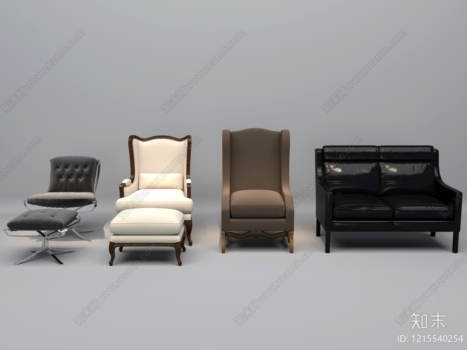 现代混搭沙发组合3D模型下载【ID:1215540254】