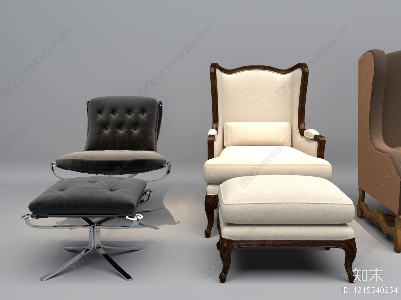 现代混搭沙发组合3D模型下载【ID:1215540254】