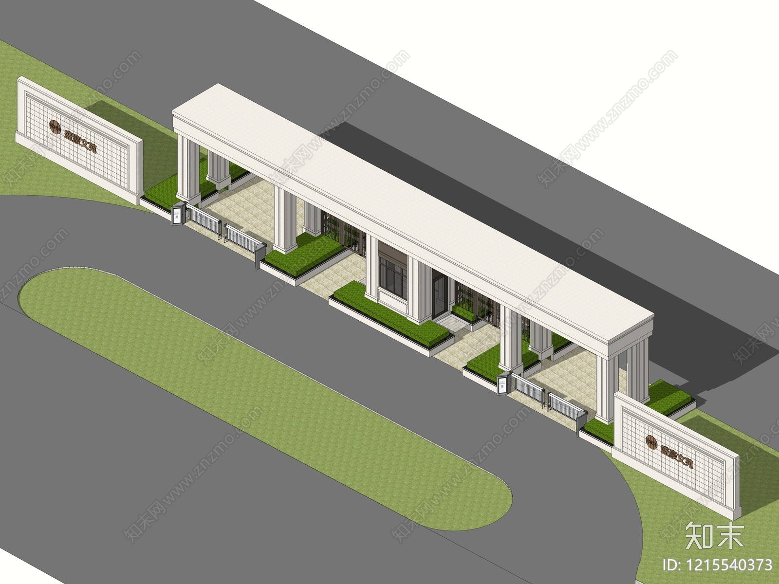 现代入口大门SU模型下载【ID:1215540373】