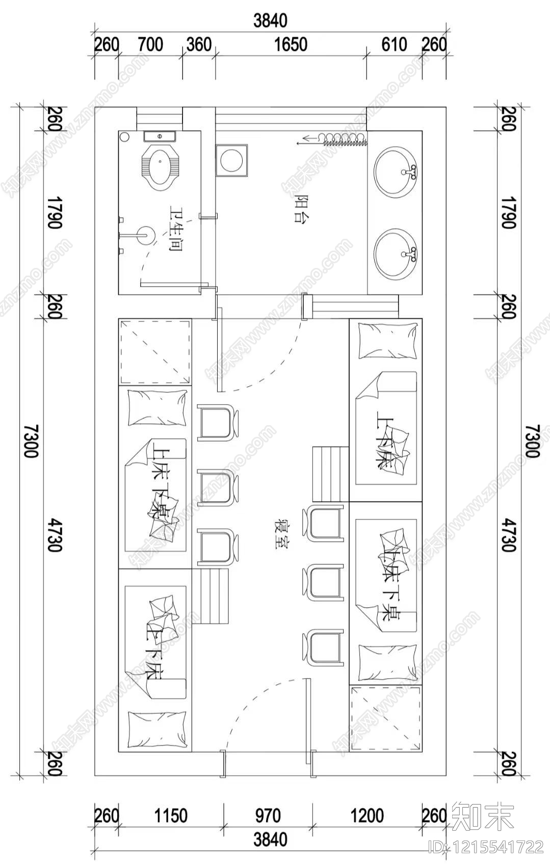 现代宿舍施工图下载【ID:1215541722】