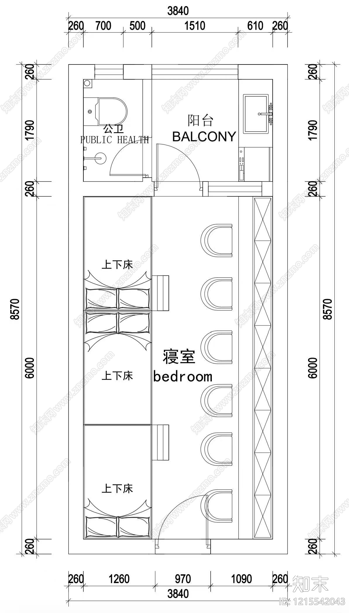 现代宿舍CAD图纸