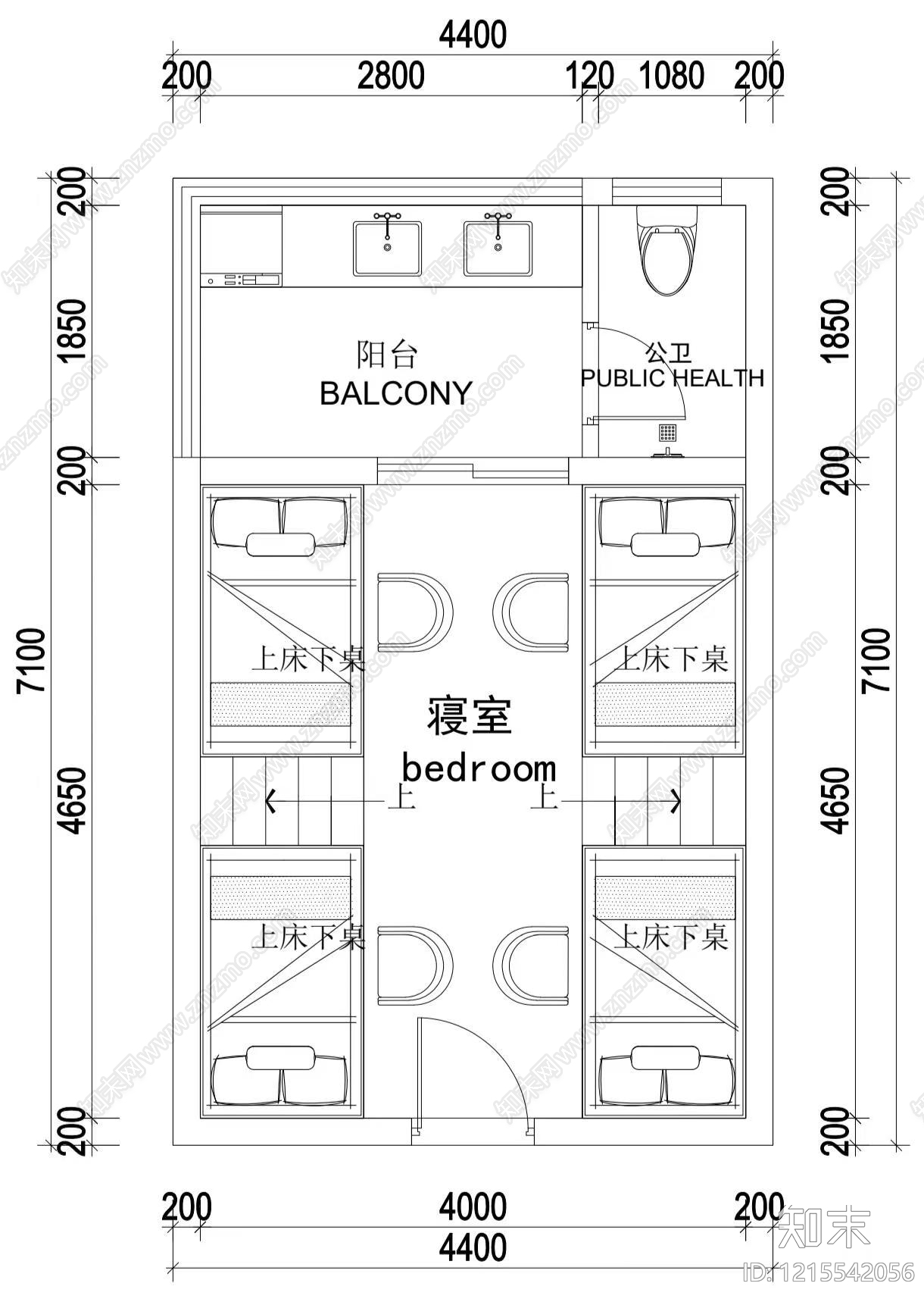现代宿舍CAD图纸