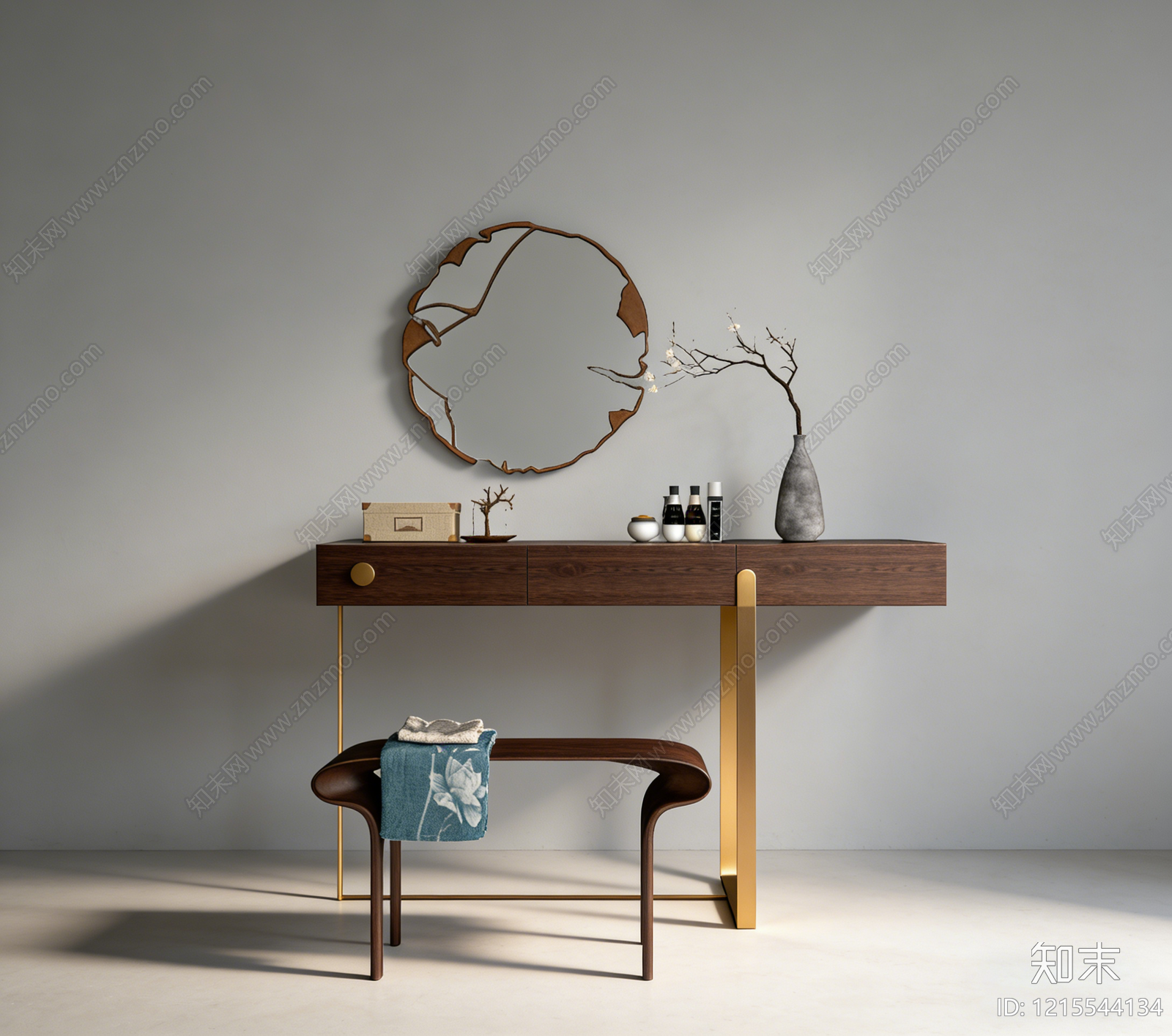 新中式梳妆台SU模型下载【ID:1215544134】