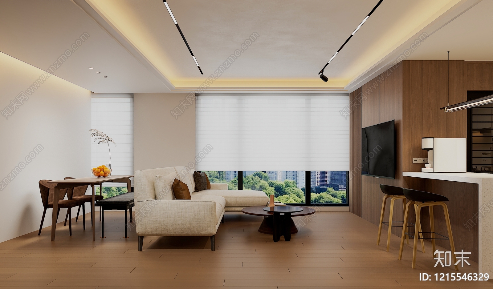 现代简约家居客厅3D模型下载【ID:1215546329】