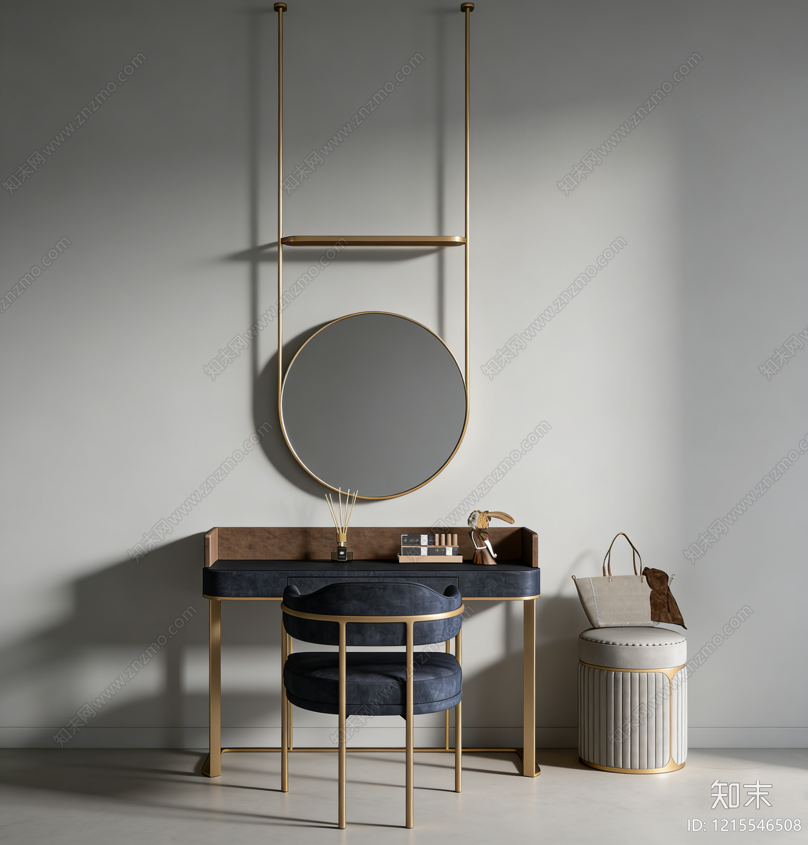 意式轻奢梳妆台SU模型下载【ID:1215546508】