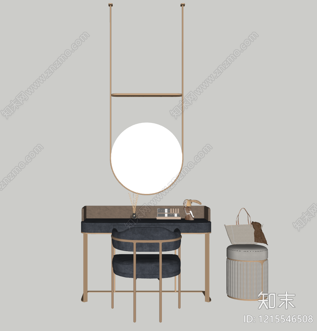 意式轻奢梳妆台SU模型下载【ID:1215546508】