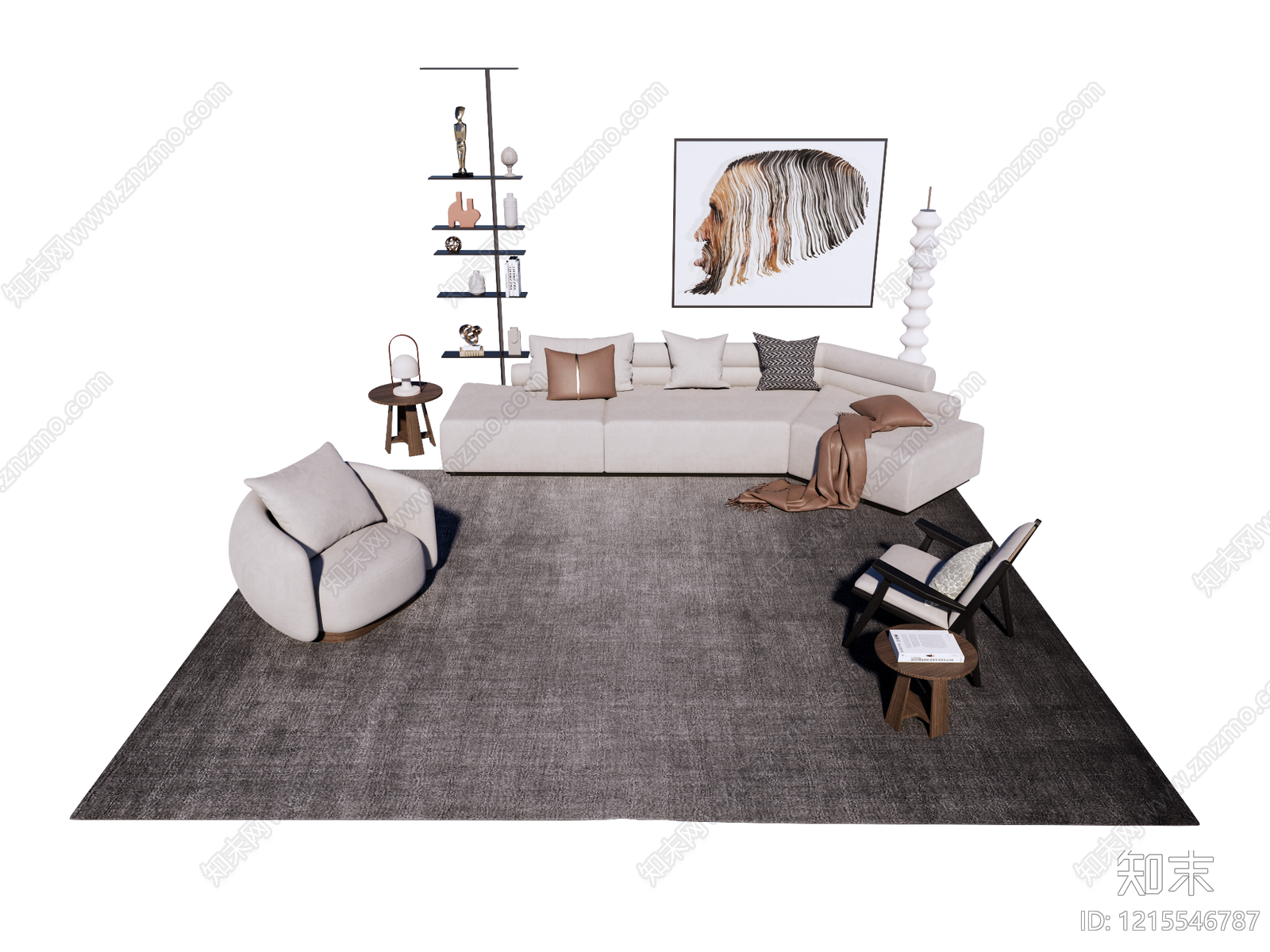 现代简约沙发组合SU模型下载【ID:1215546787】