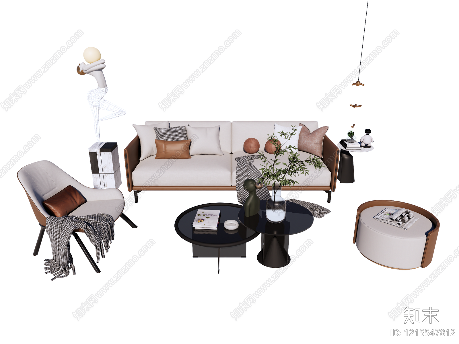 现代简约沙发组合SU模型下载【ID:1215547812】