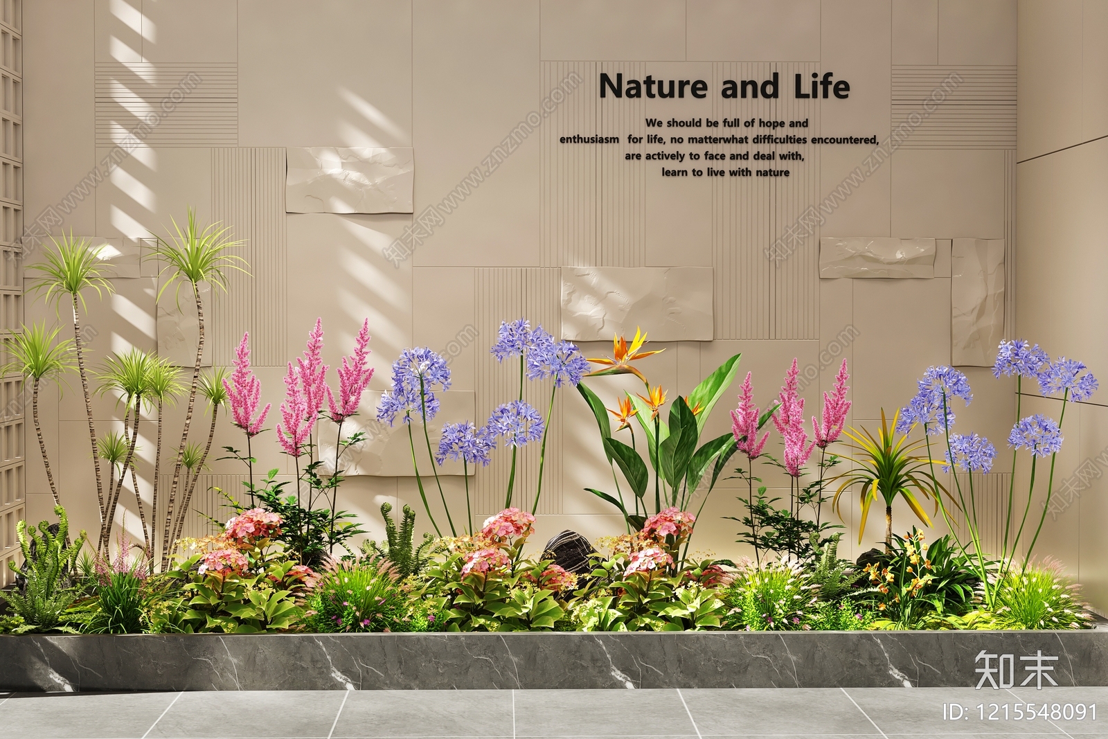 奶油风花草组合3D模型下载【ID:1215548091】