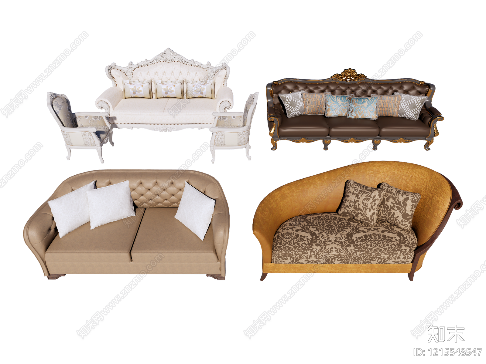 欧式古典沙发组合SU模型下载【ID:1215548547】