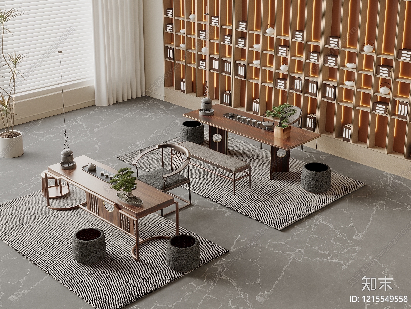 新中式茶桌椅3D模型下载【ID:1215549558】