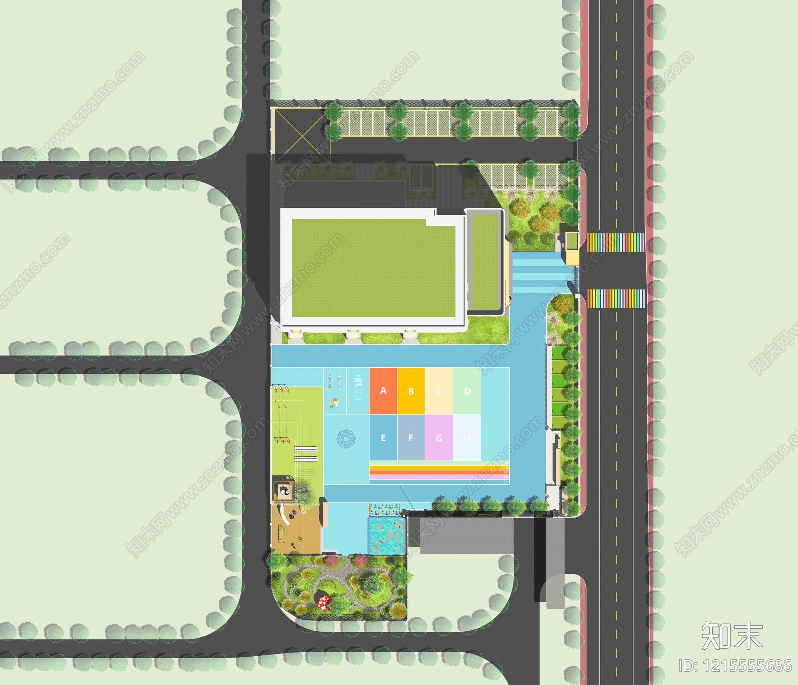 现代极简幼儿园景观下载【ID:1215555686】