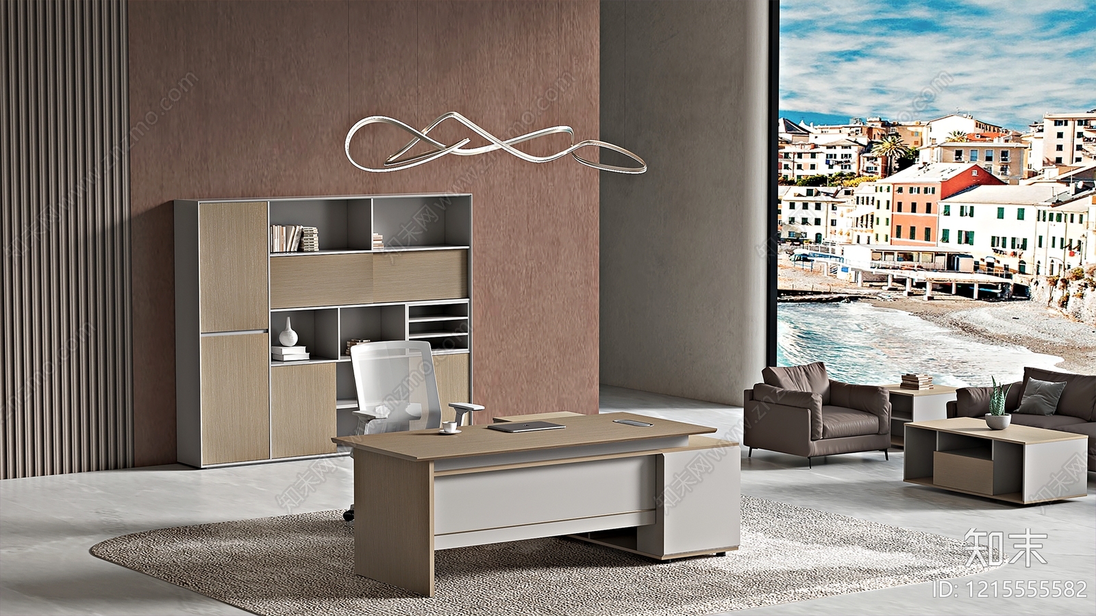 现代简约办公桌3D模型下载【ID:1215555582】