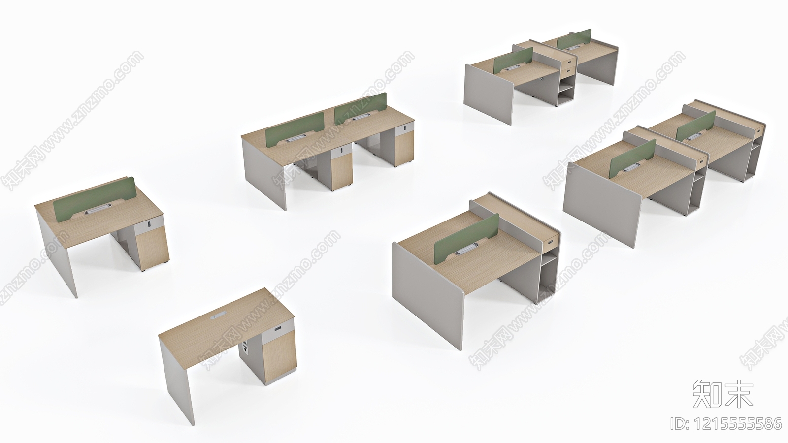现代简约办公桌3D模型下载【ID:1215555586】