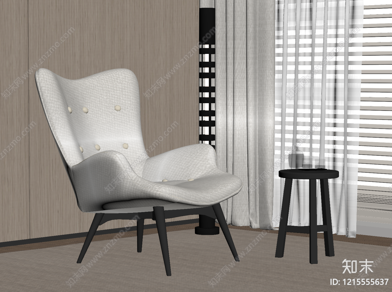 现代休闲椅SU模型下载【ID:1215555637】