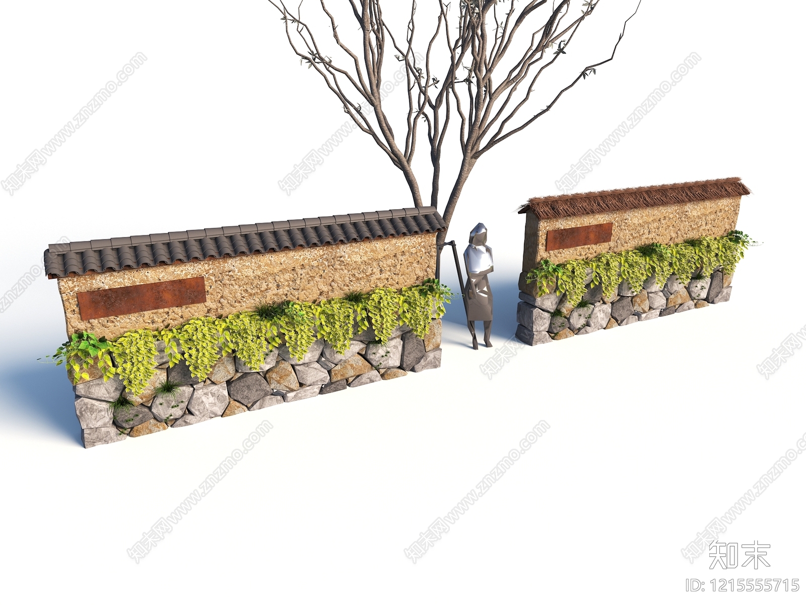 新中式景观景墙3D模型下载【ID:1215555715】