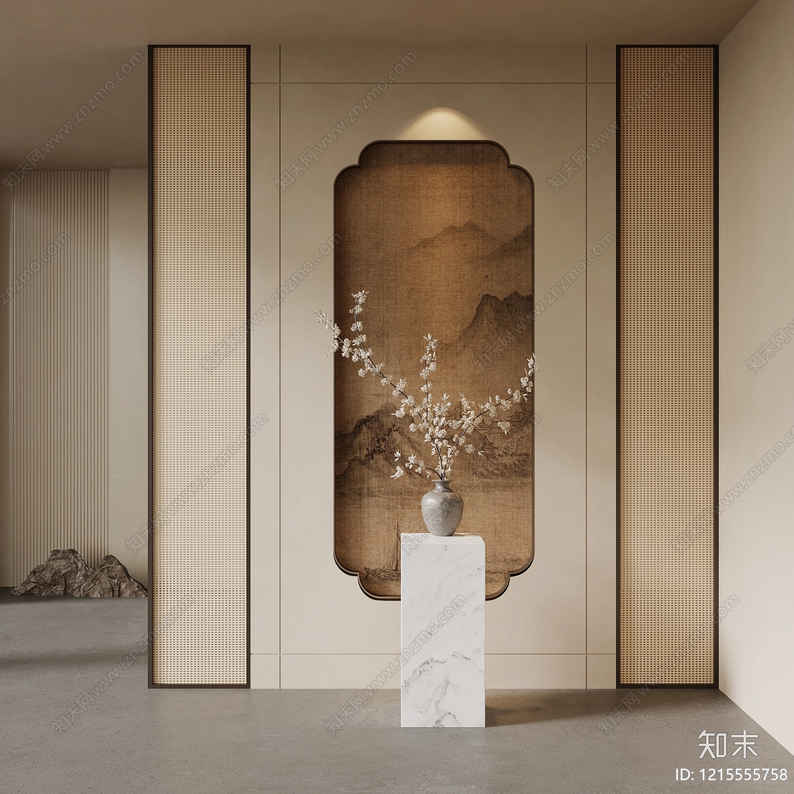 新中式玄关SU模型下载【ID:1215555758】