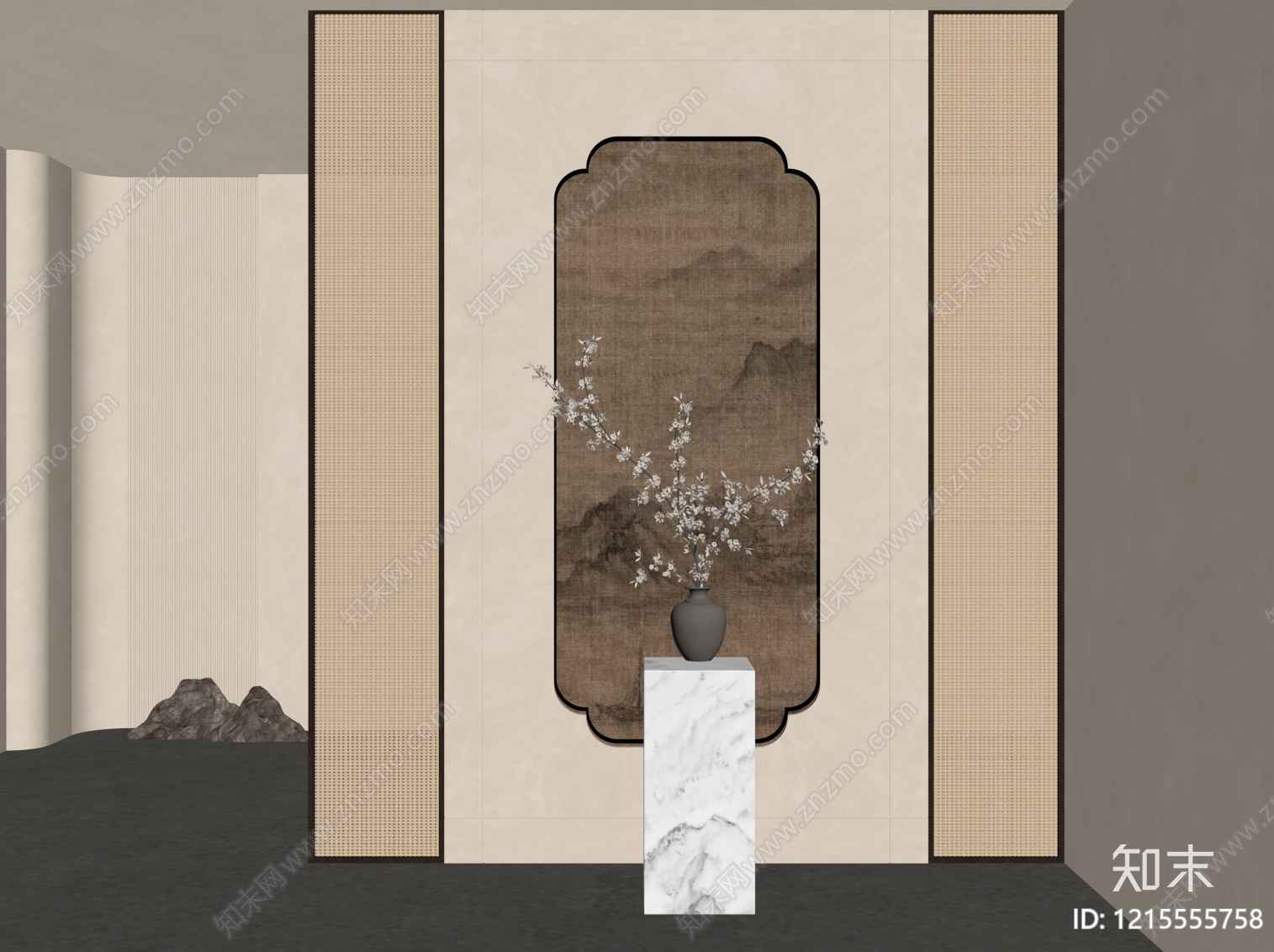 新中式玄关SU模型下载【ID:1215555758】