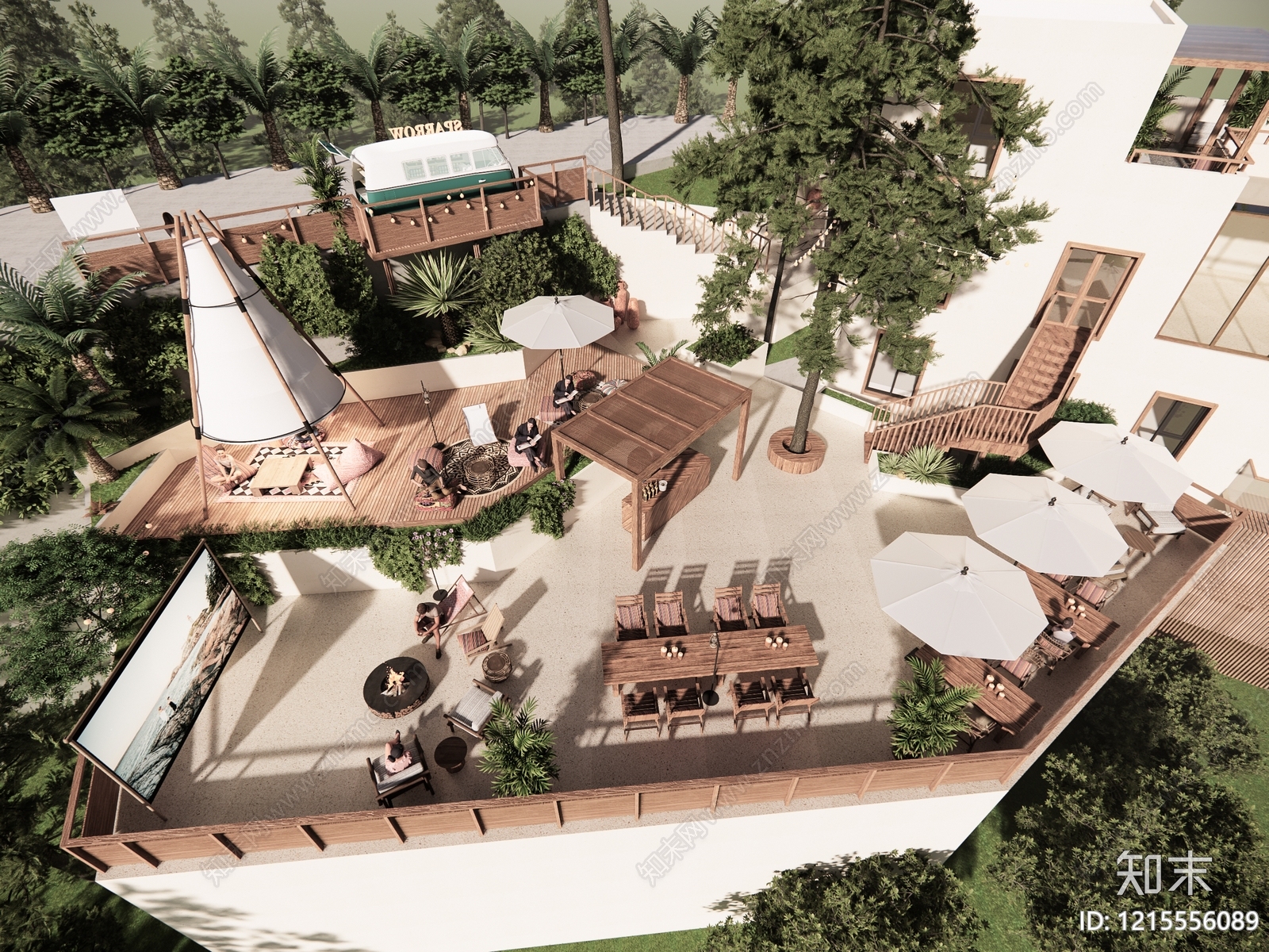 度假风屋顶花园SU模型下载【ID:1215556089】