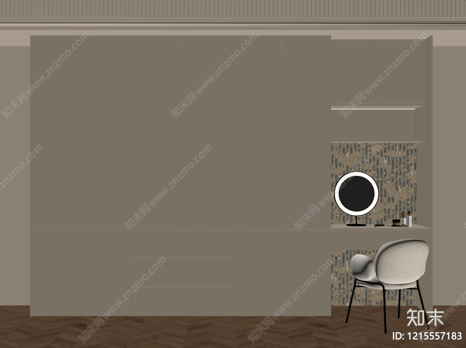 奶油风书柜SU模型下载【ID:1215557183】