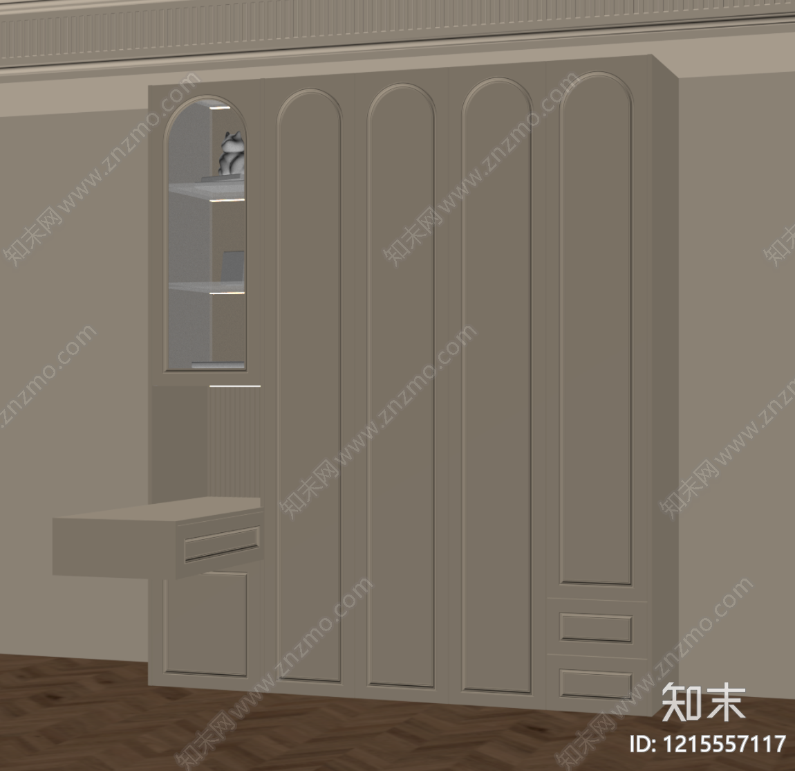 奶油风书柜SU模型下载【ID:1215557117】