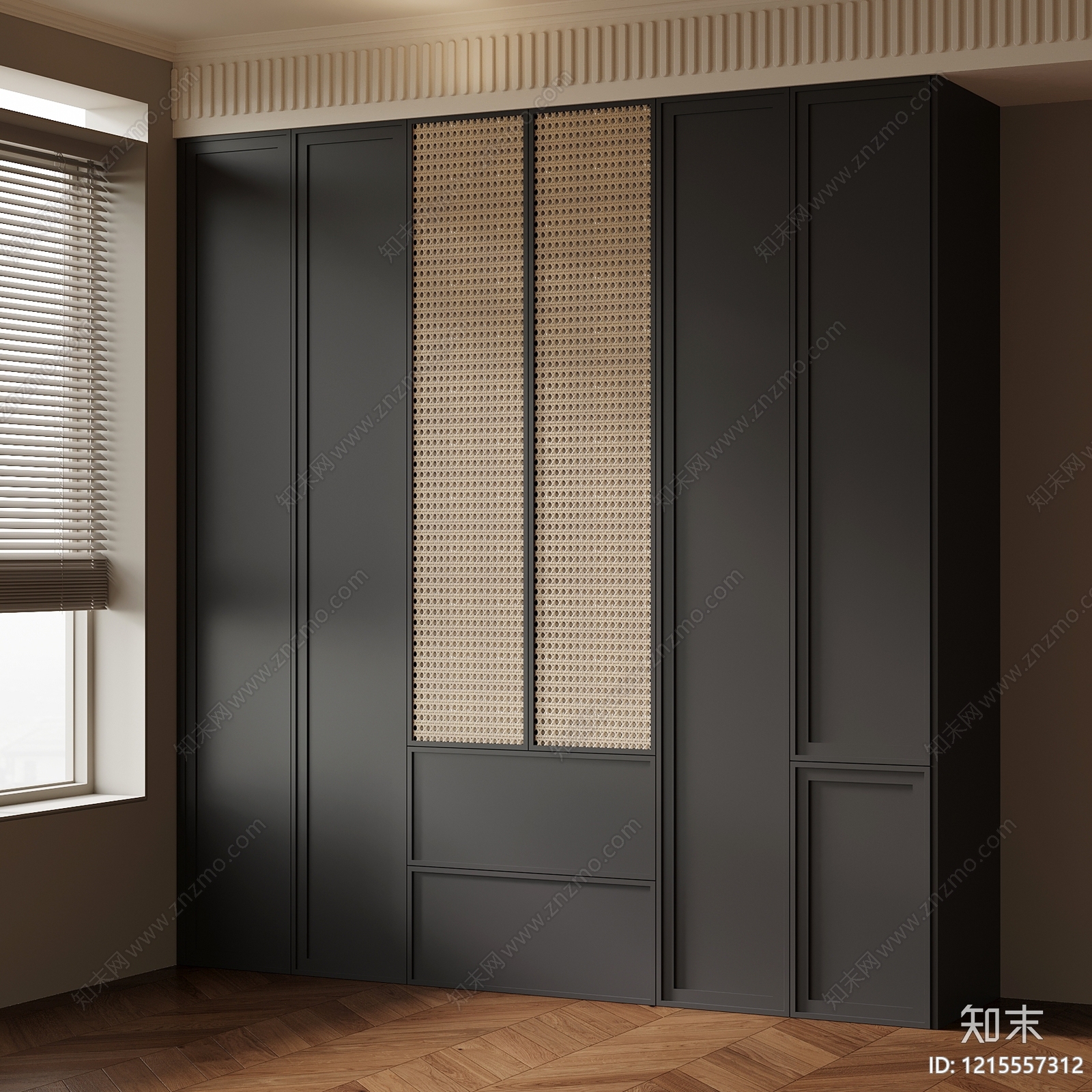 现代简约书柜3D模型下载【ID:1215557312】