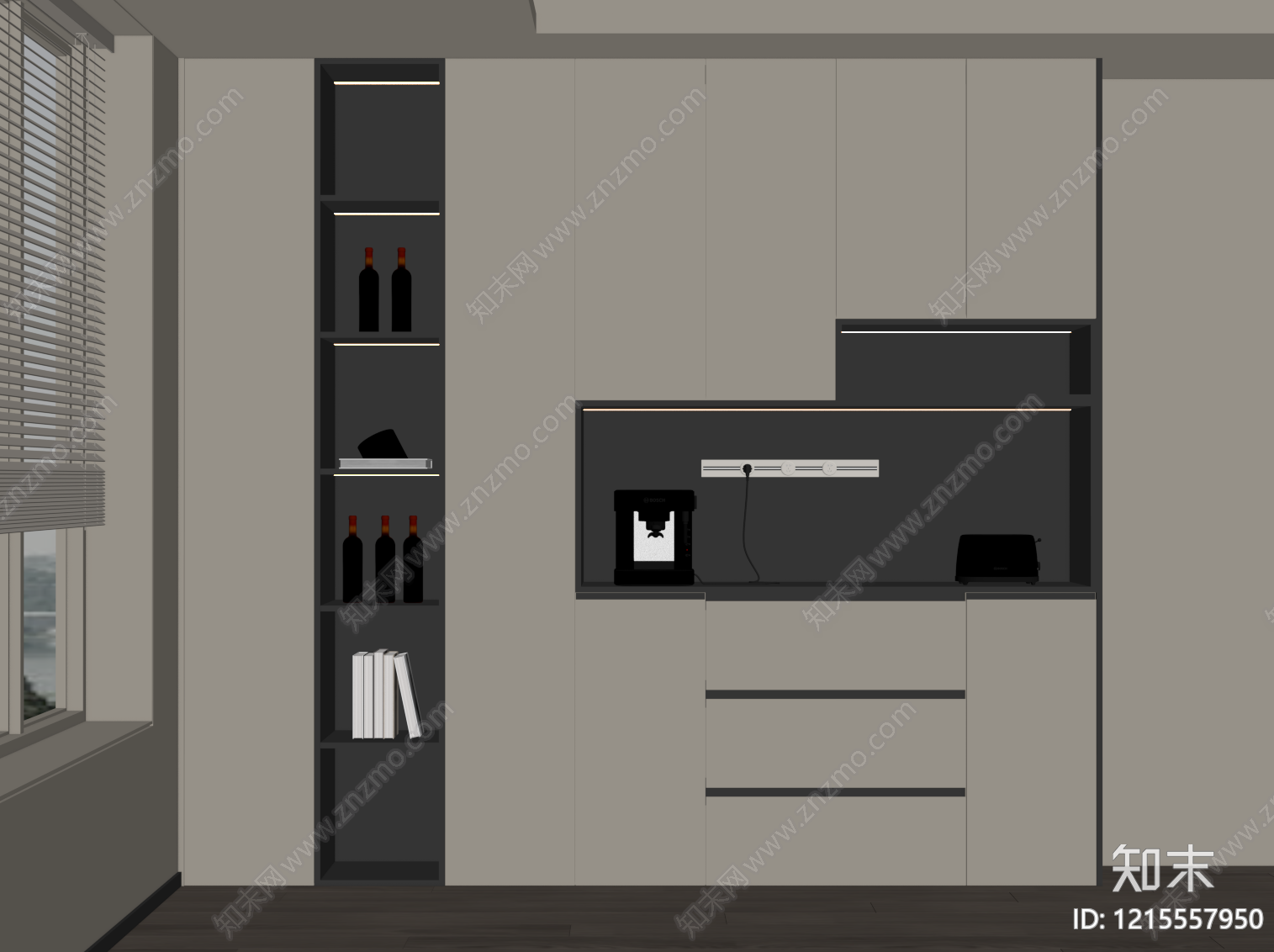 现代简约餐边柜SU模型下载【ID:1215557950】
