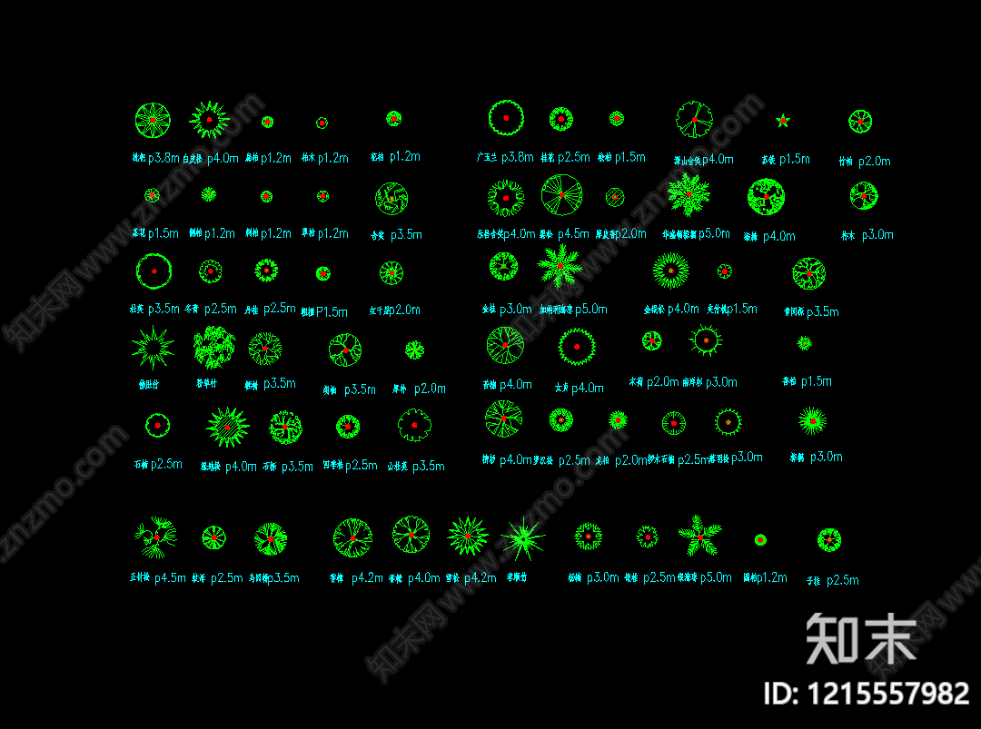 现代综合植物图库施工图下载【ID:1215557982】