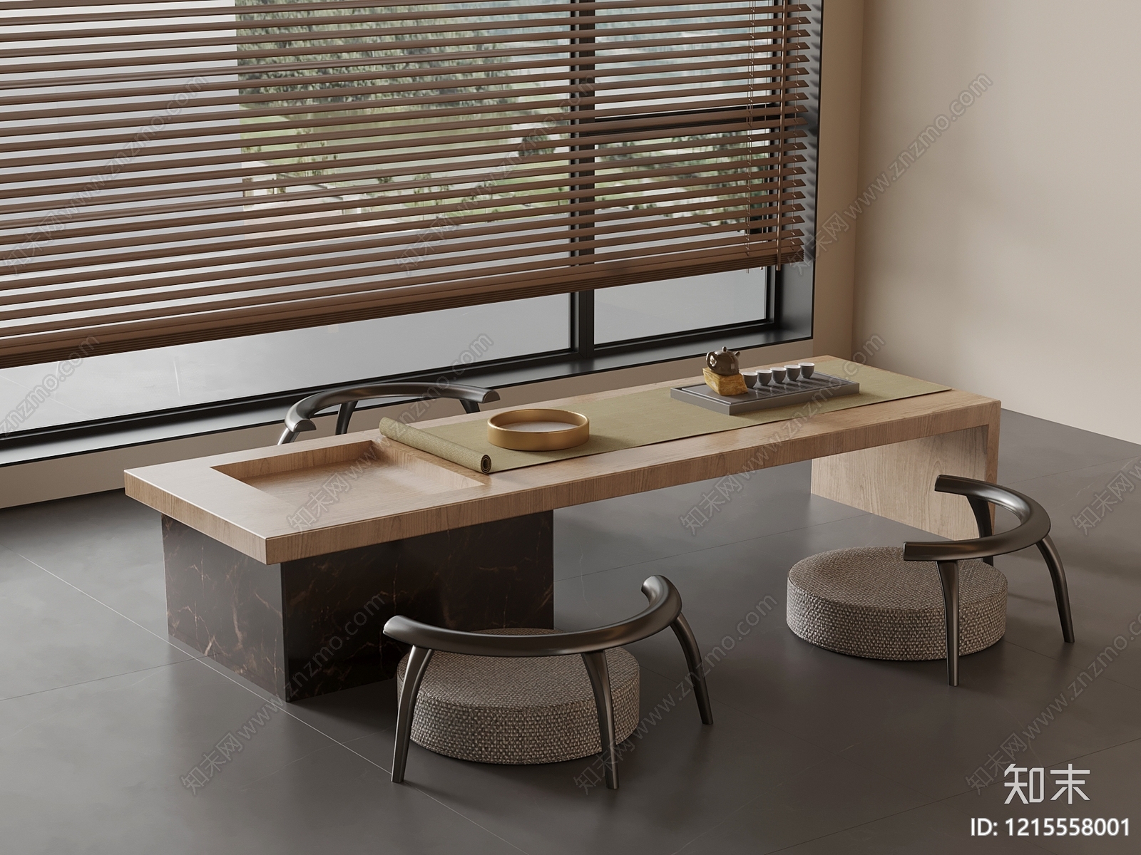 新中式茶桌椅3D模型下载【ID:1215558001】