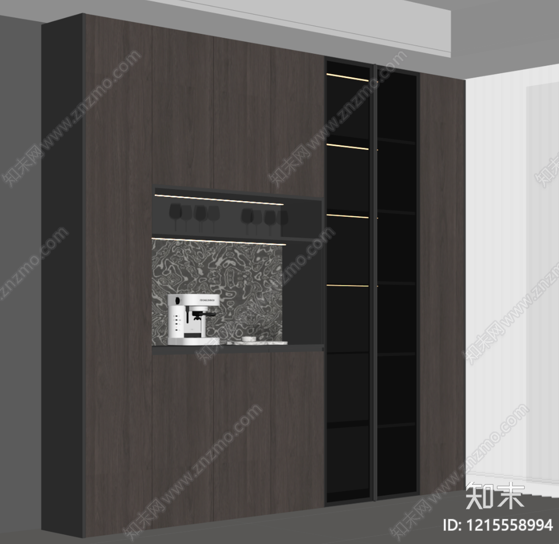 现代餐边柜SU模型下载【ID:1215558994】