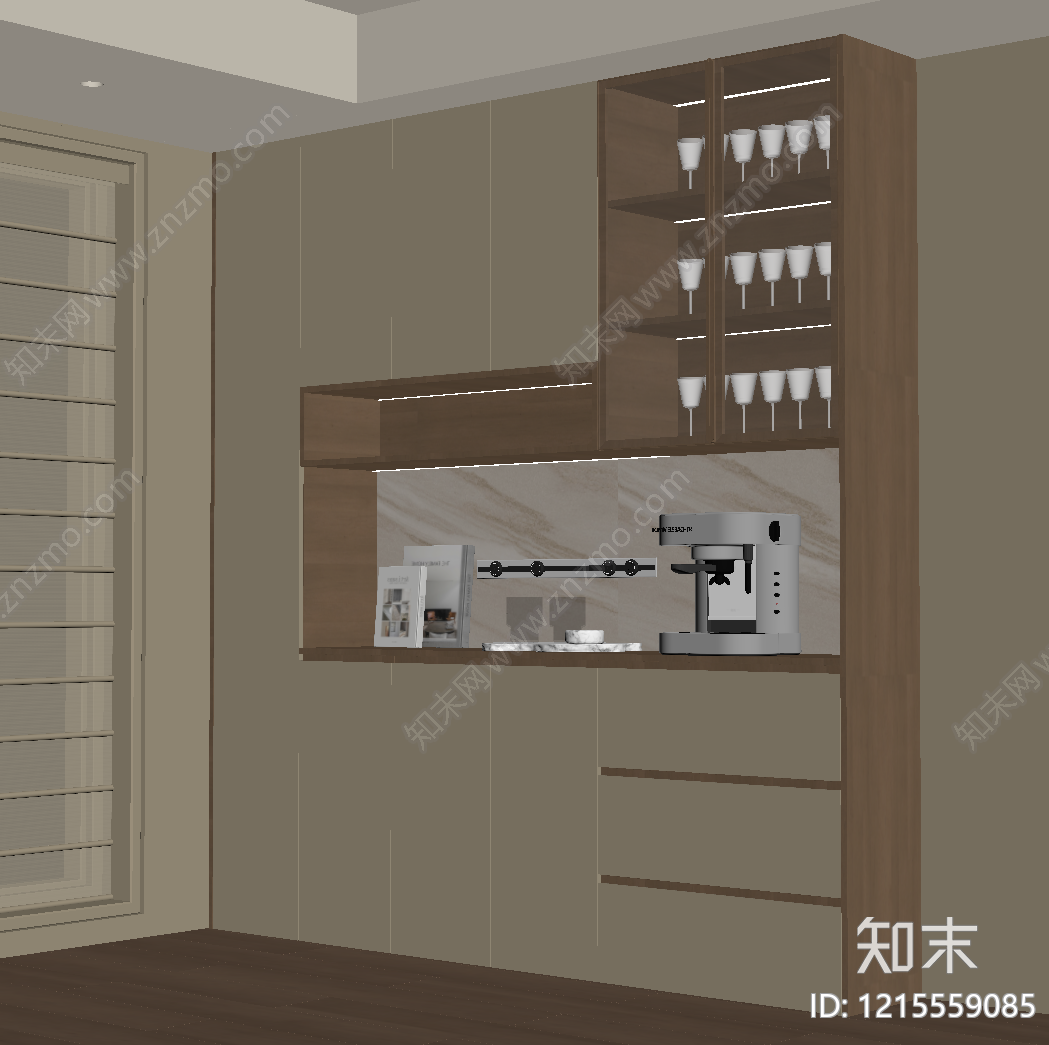 现代餐边柜SU模型下载【ID:1215559085】