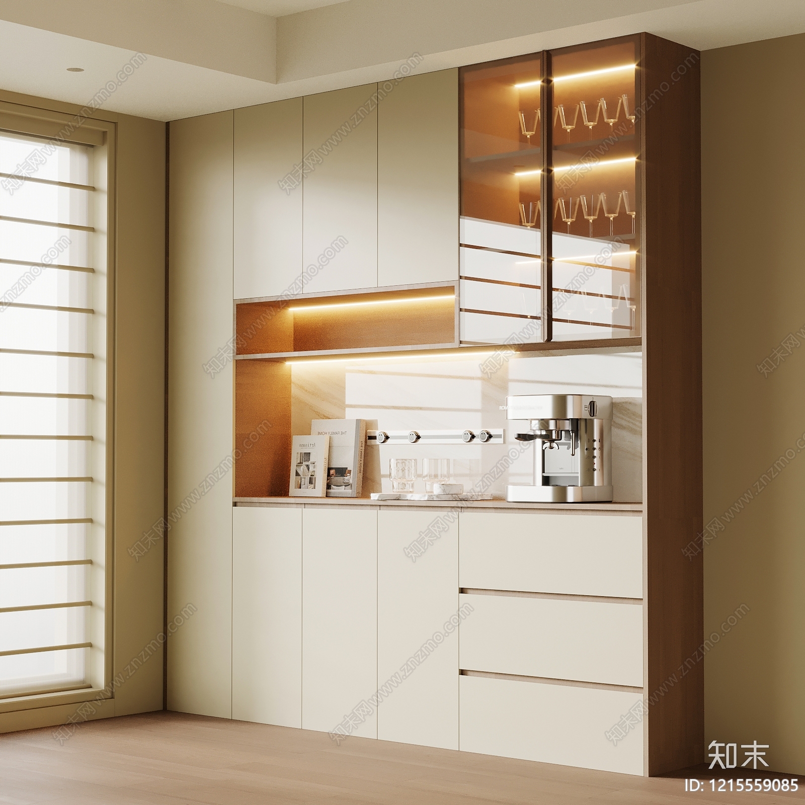 现代餐边柜SU模型下载【ID:1215559085】