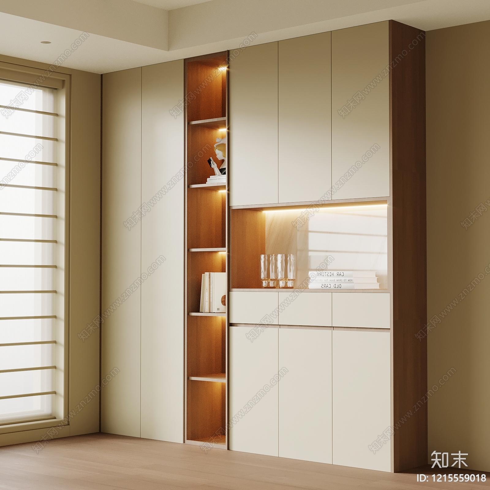 奶油风餐边柜3D模型下载【ID:1215559018】