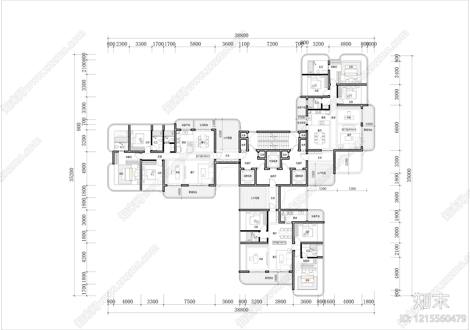 现代简约住宅楼建筑cad施工图下载【ID:1215560479】