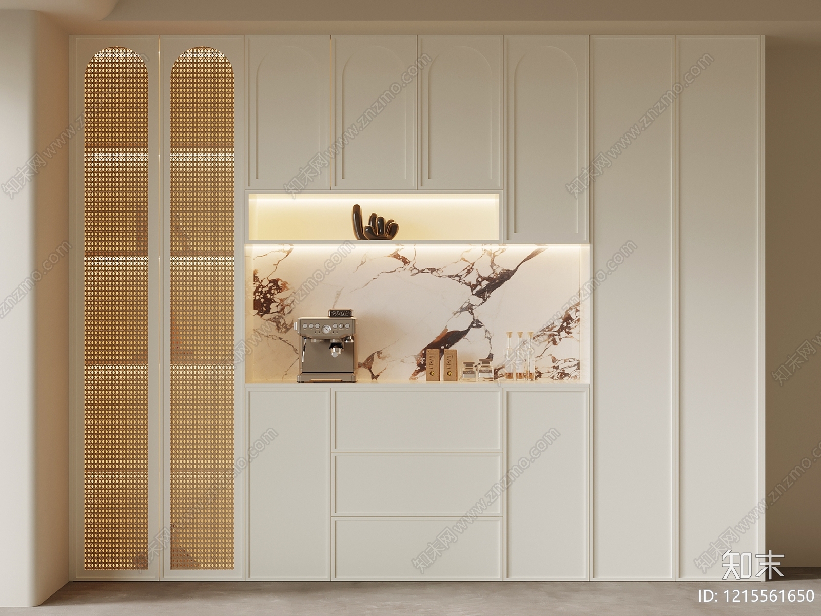 奶油风餐边柜SU模型下载【ID:1215561650】