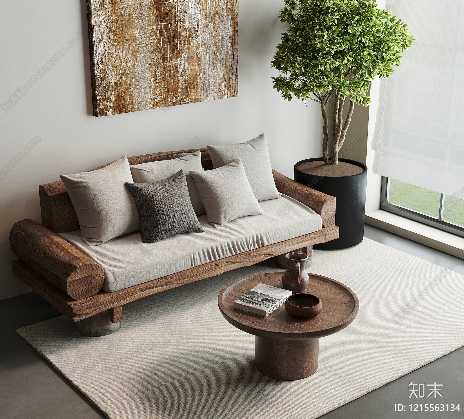 侘寂家居客厅3D模型下载【ID:1215563134】