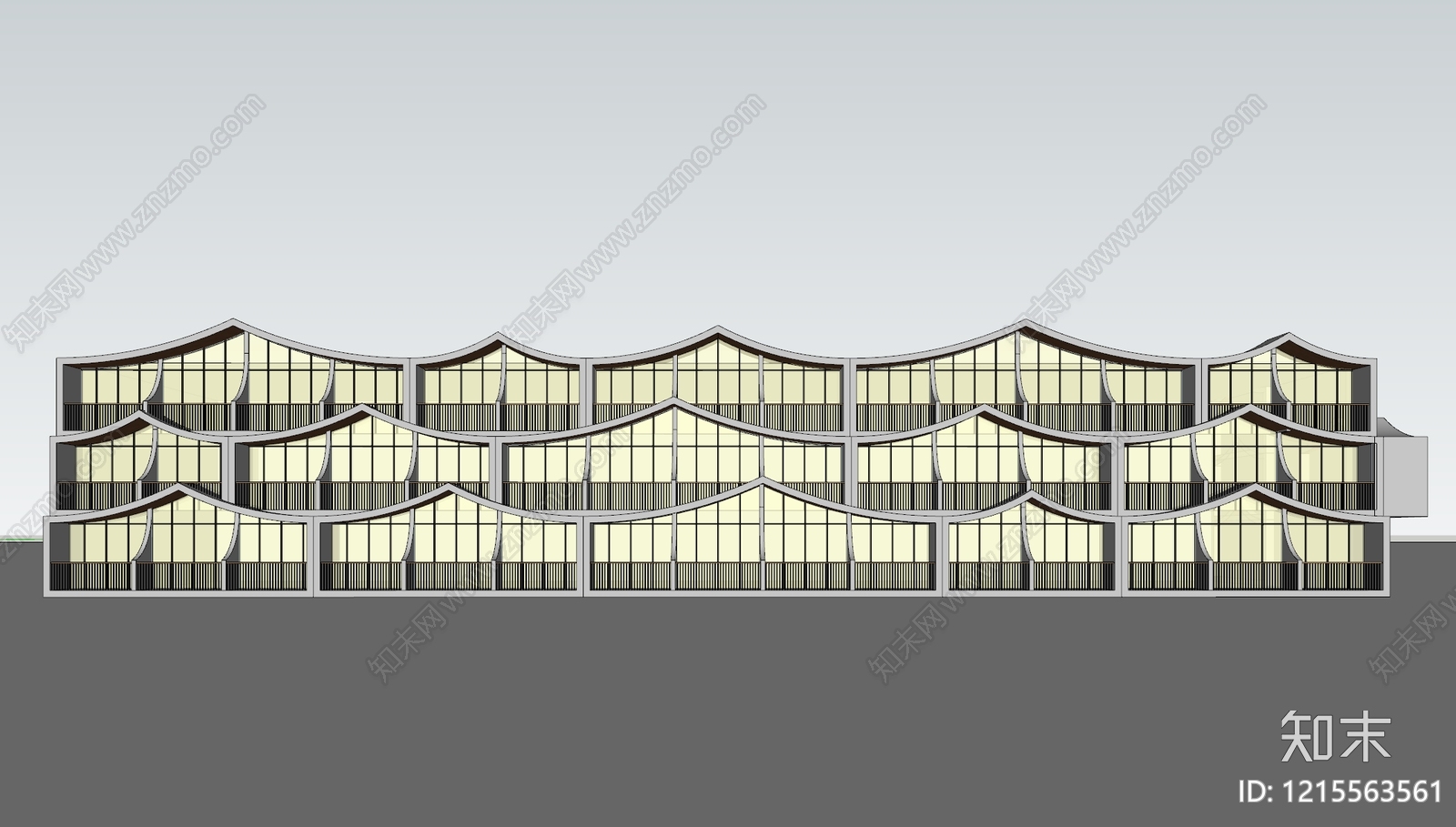 现代多层住宅SU模型下载【ID:1215563561】