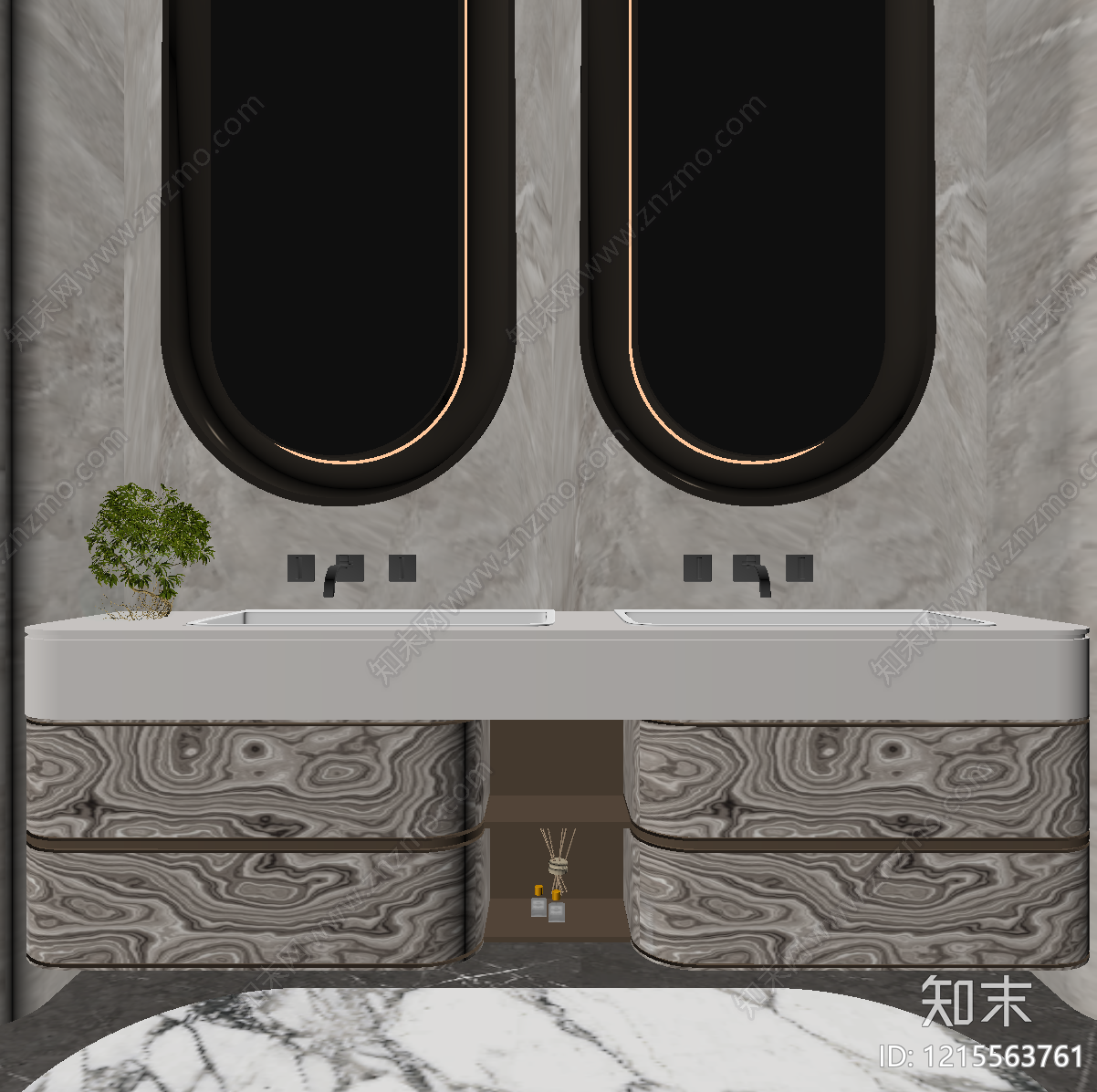意式轻奢卫生间SU模型下载【ID:1215563761】