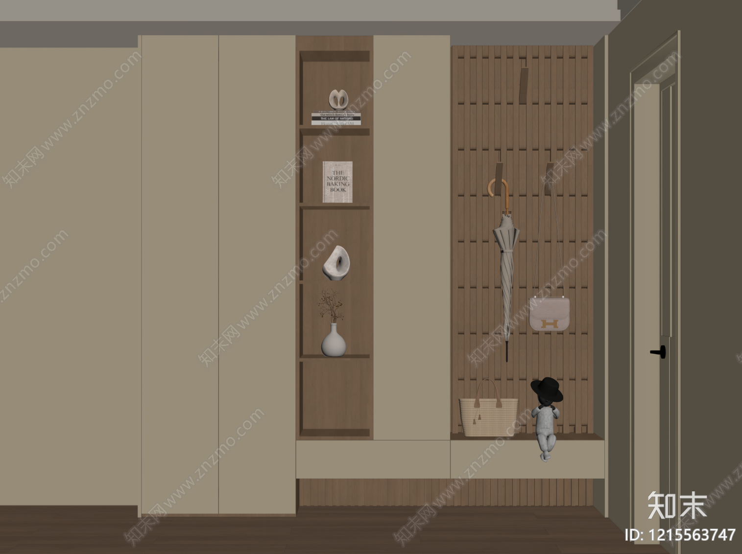 奶油风玄关SU模型下载【ID:1215563747】