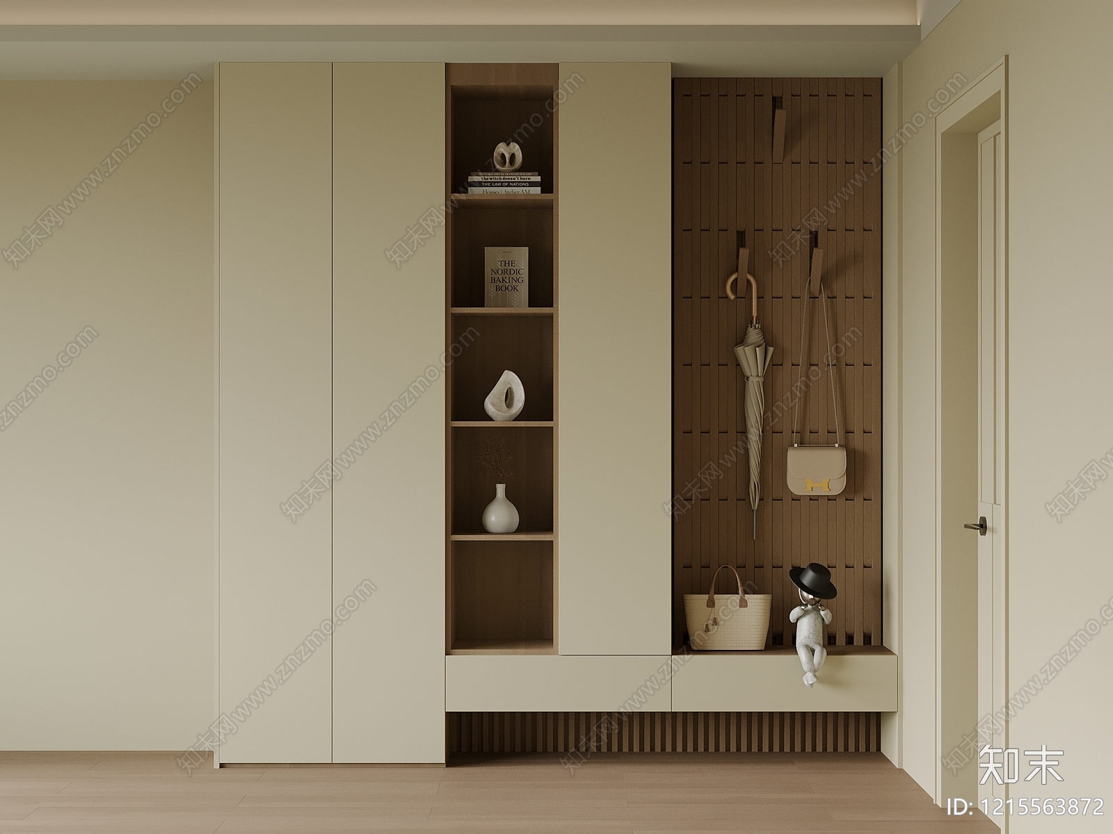 奶油风玄关3D模型下载【ID:1215563872】