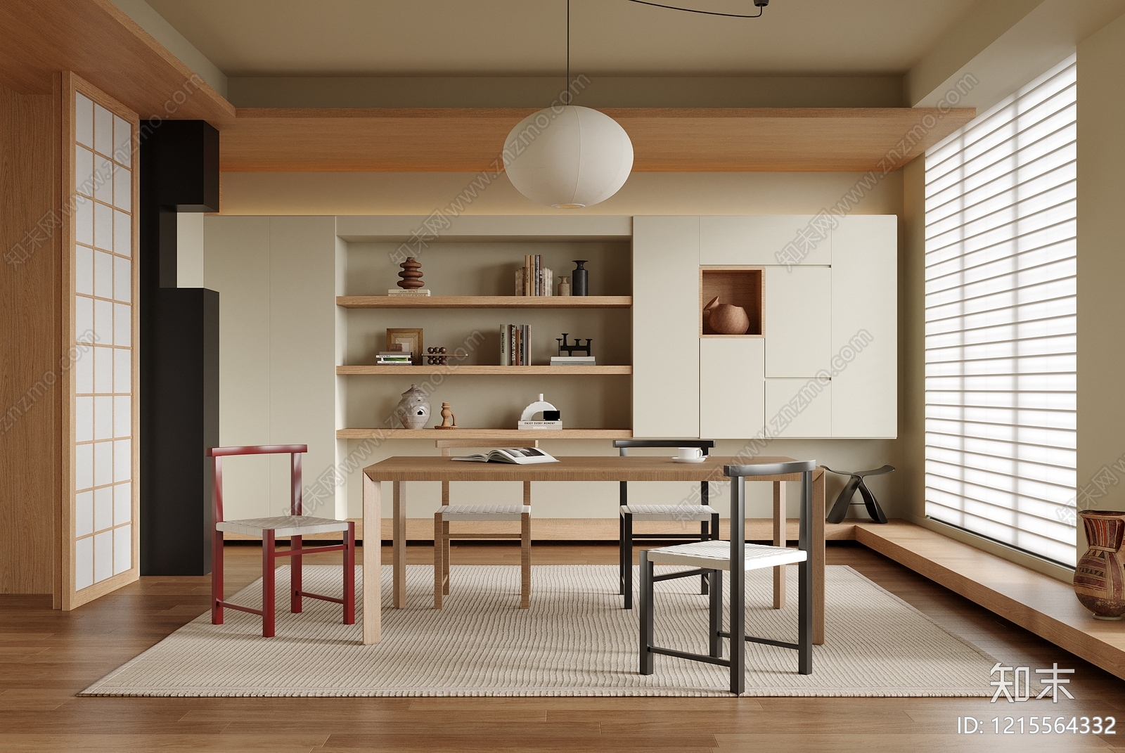 日式家居餐厅SU模型下载【ID:1215564332】