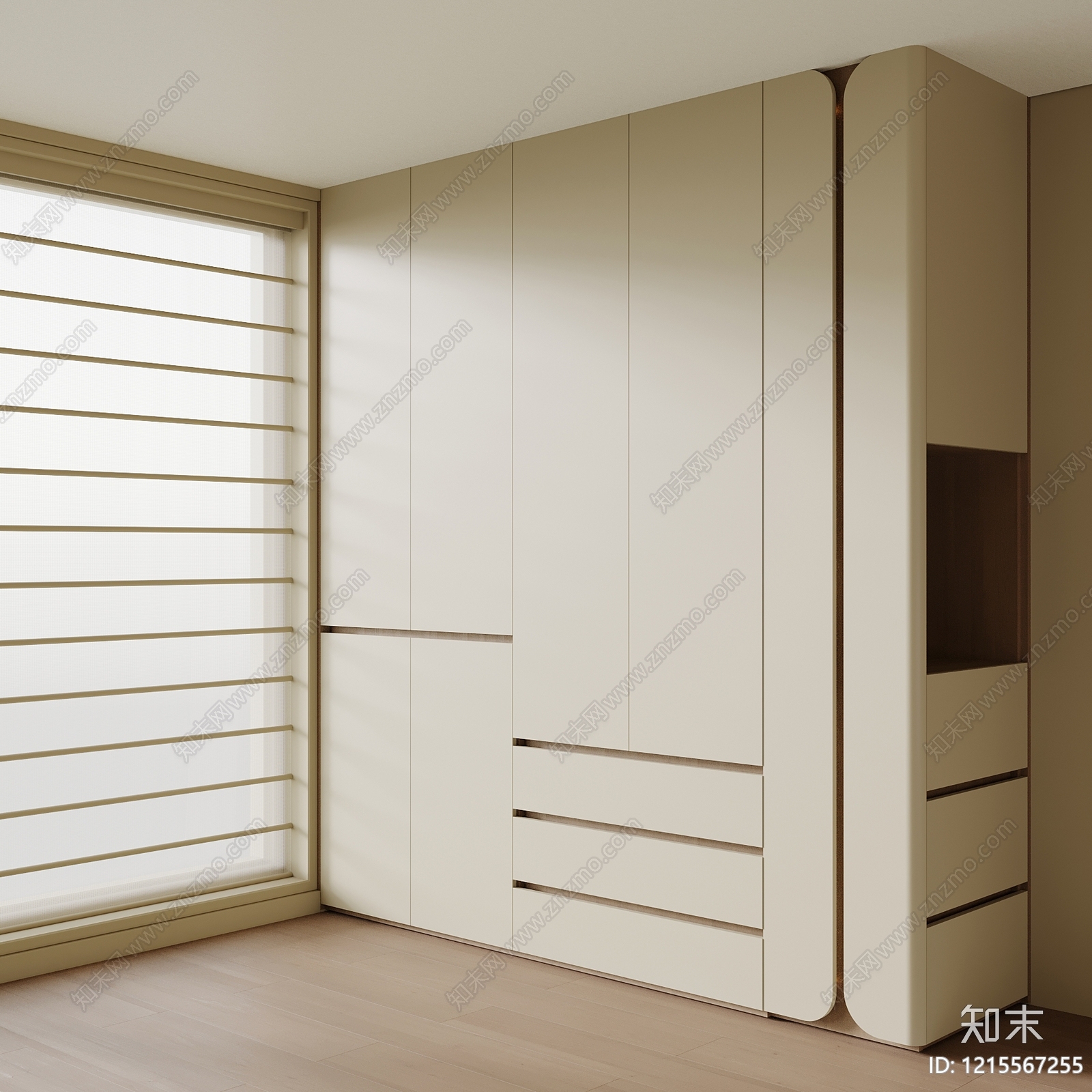 奶油风衣柜3D模型下载【ID:1215567255】