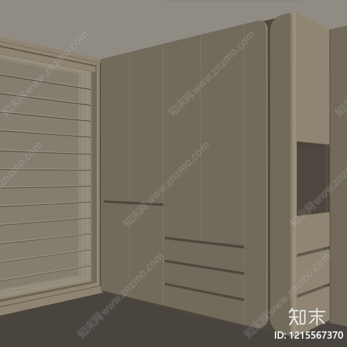 现代衣柜SU模型下载【ID:1215567370】