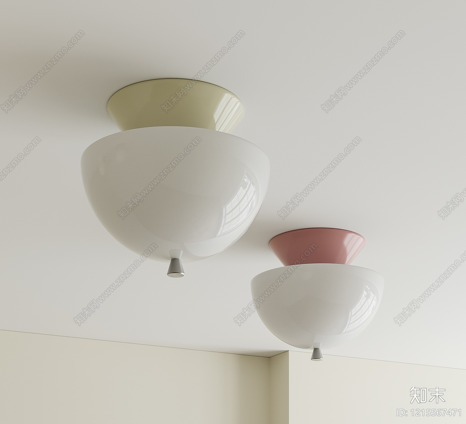 奶油风儿童房吸顶灯3D模型下载【ID:1215567471】
