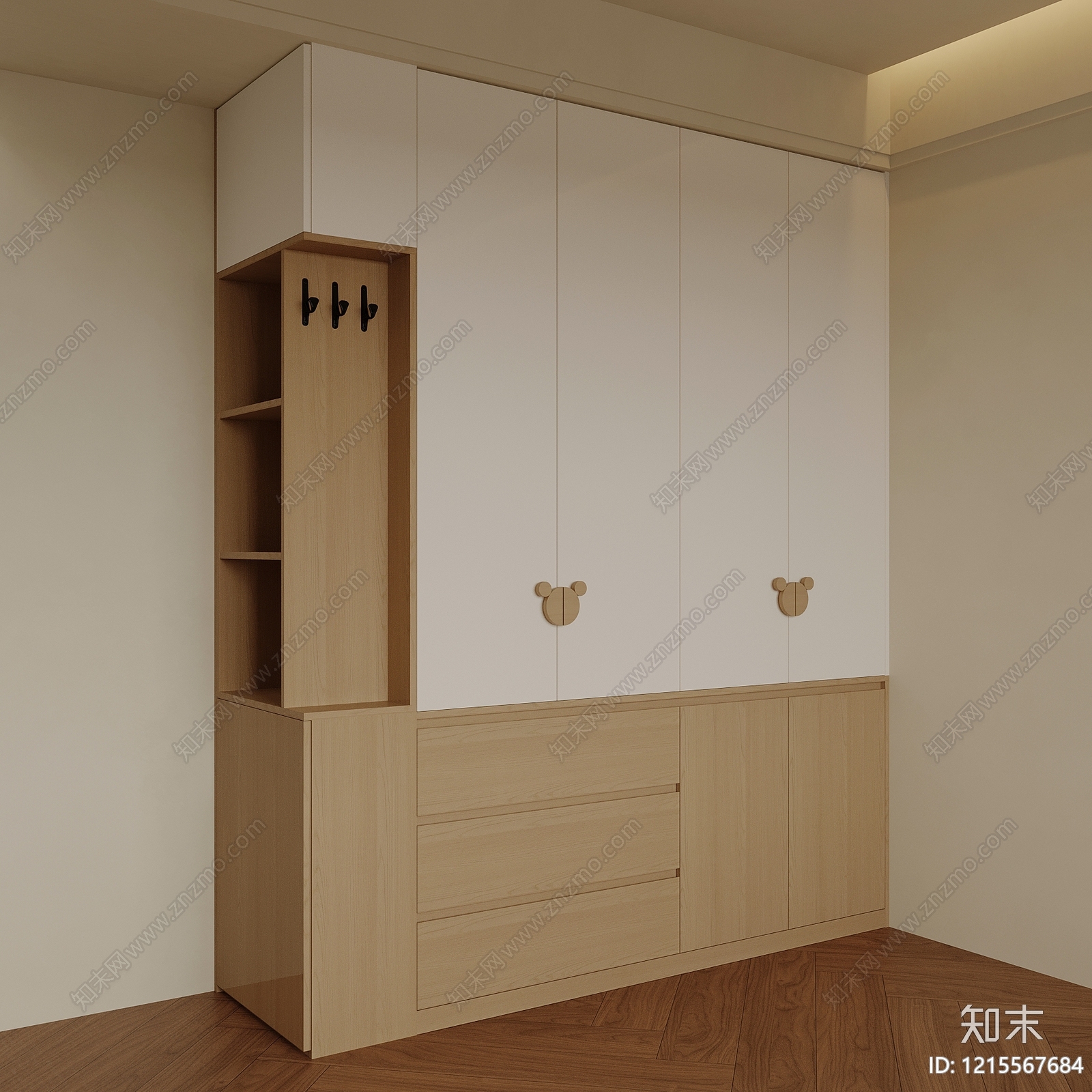 原木风衣柜3D模型下载【ID:1215567684】