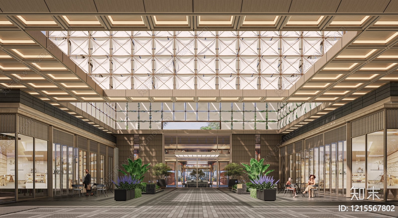 新中式售楼处建筑SU模型下载【ID:1215567802】