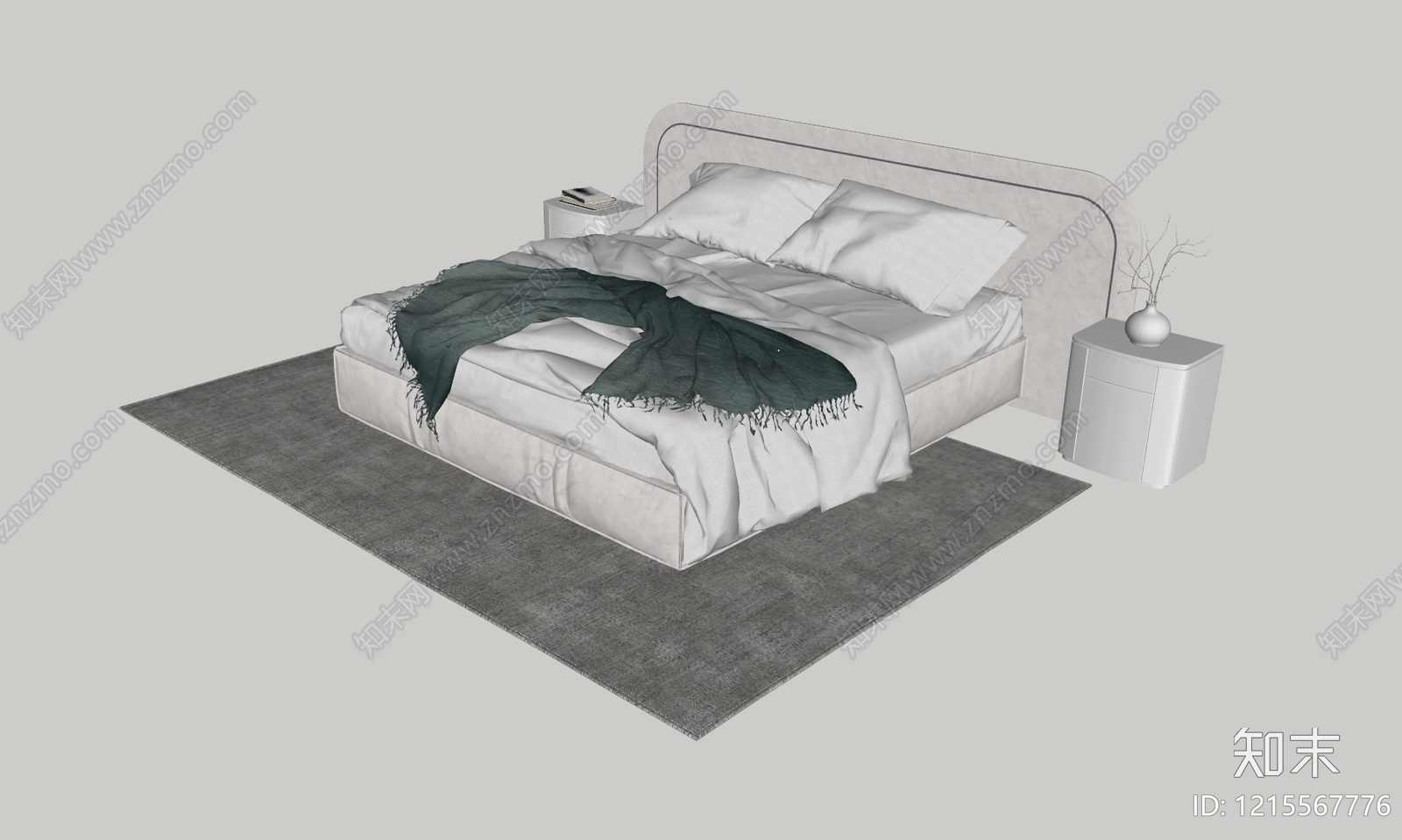 极简双人床SU模型下载【ID:1215567776】
