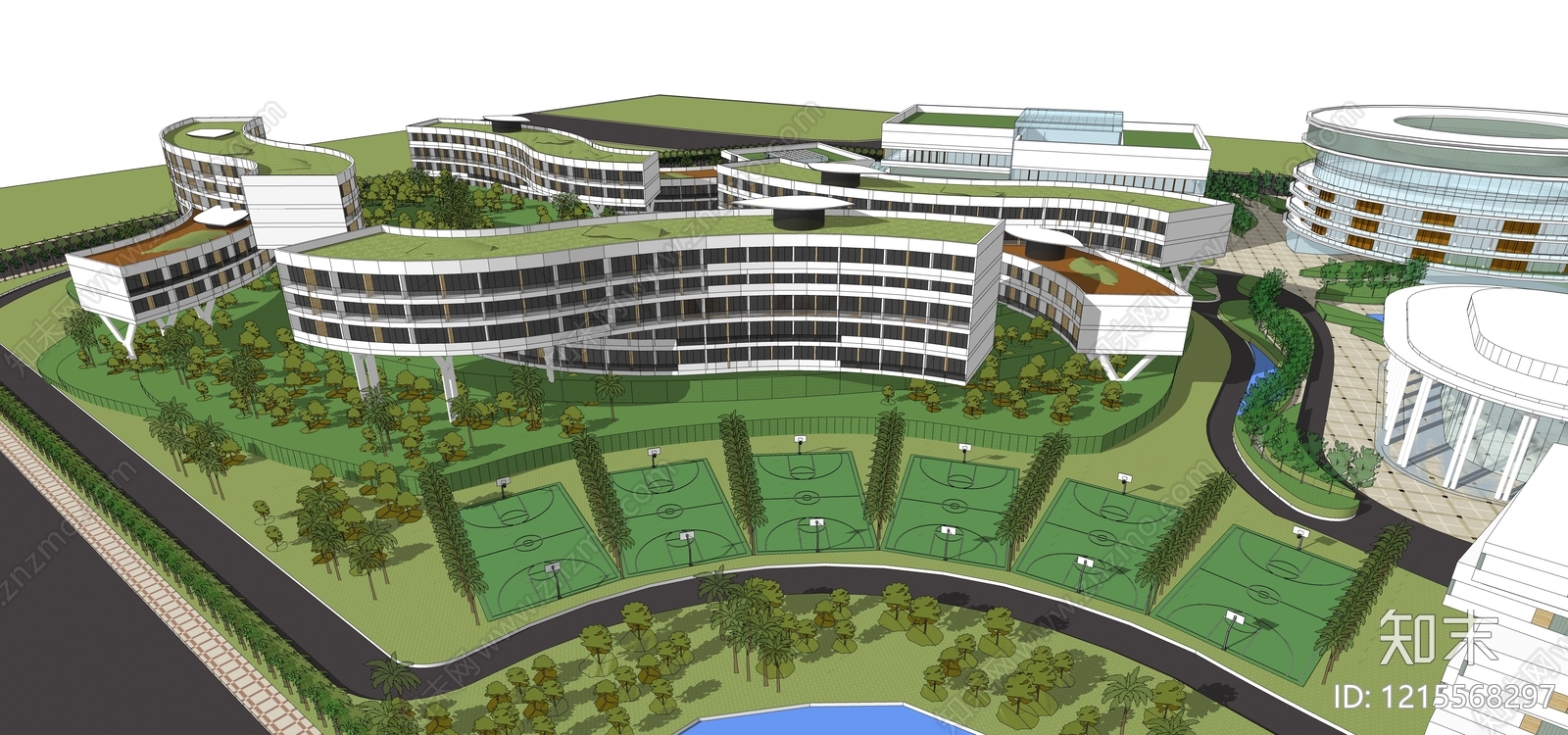现代学校建筑SU模型下载【ID:1215568297】