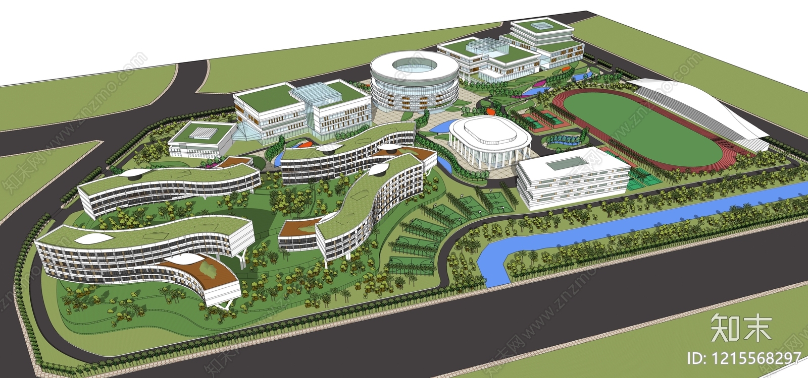 现代学校建筑SU模型下载【ID:1215568297】