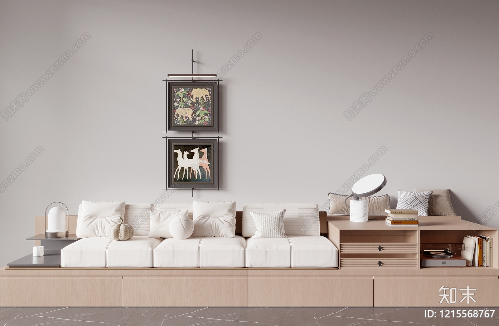 奶油风飘窗柜3D模型下载【ID:1215568767】